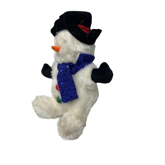 Commonwealth Plush Snowman Stuffed Animal Doll Toy 9 in Tall White Blue Black - Picture 2 of 4